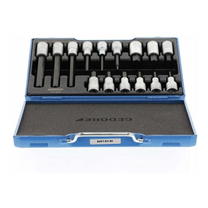 Jeu de clés à douille IN 19 LKM 1/2po. 15pces 5-14mm p. 6 pans femelle GEDORE