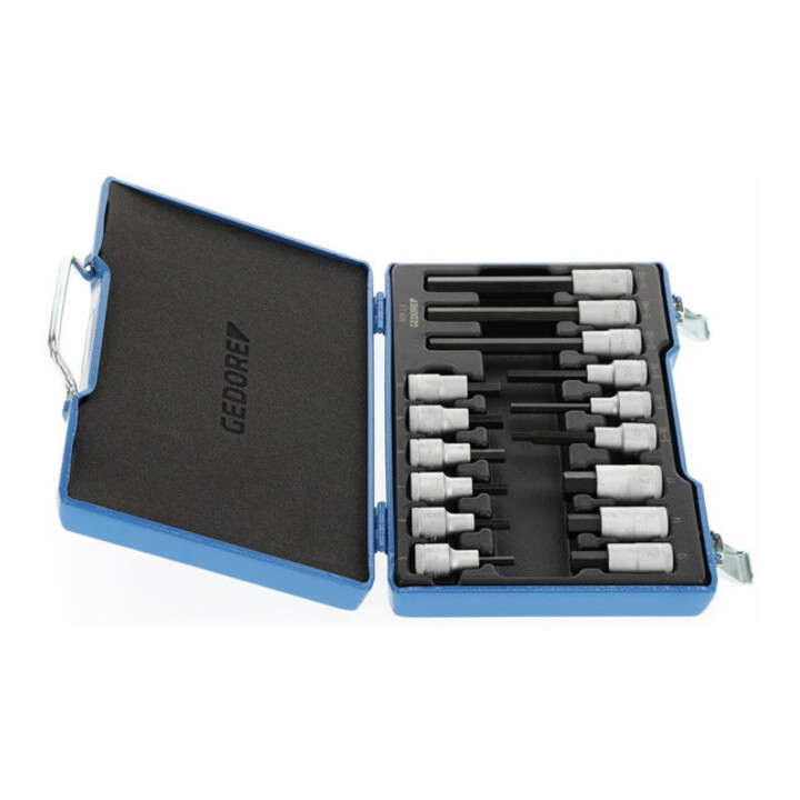 Jeu de clés à douille IN 19 LKM 1/2po. 15pces 5-14mm p. 6 pans femelle GEDORE