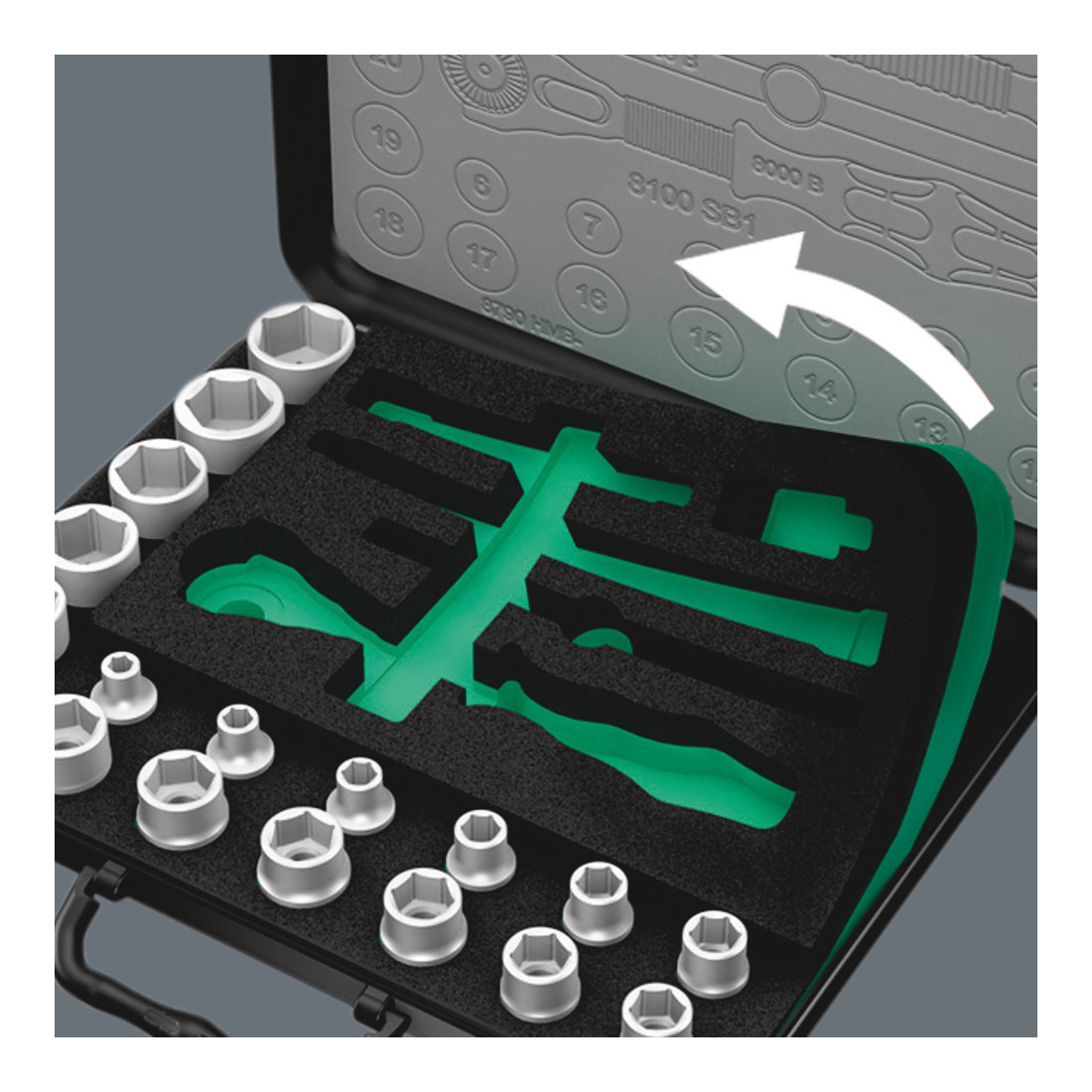 Jeu de clés à douille Wera 8100 SA/SC 2 cyclope 43 pcs