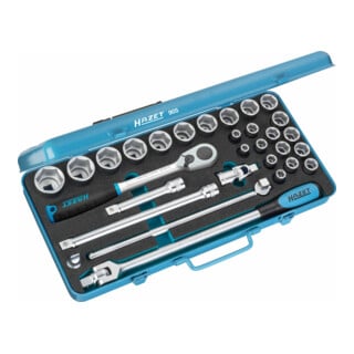 Jeu de clés à douilles 905 ∙ Carré creux 12,5 mm (1/2 pouce) ∙ Profil Traction à 6 pans extérieurs ∙ Nombre d'outils : 30 HAZET