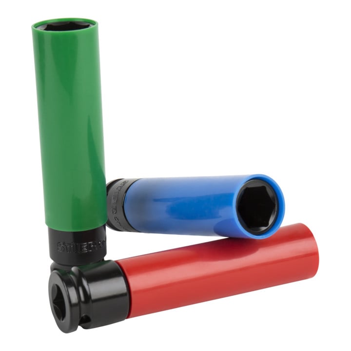 Jeu de clés à douilles à chocs STIER Profi+ extra longues 1/2", ouv. 17/19/21 mm