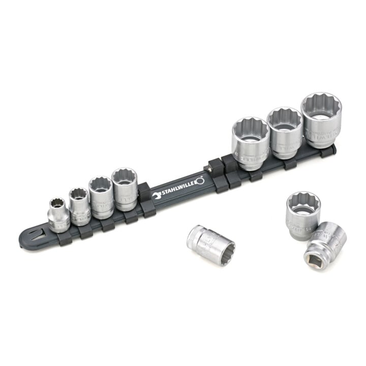 Jeu de clés à douilles Stahlwille 3/8 avec barre de clipsage 8-24 mm 10 pièces
