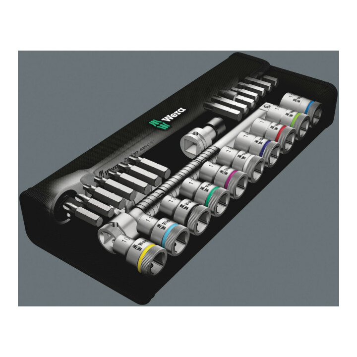 Jeu de clés à douilles Wera, carré 1/2″ 28 pièces S