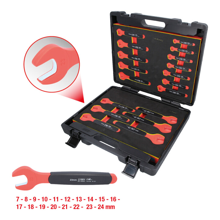 Jeu de clés à fourche avec gaine isolante KS Tools, 18 pcs