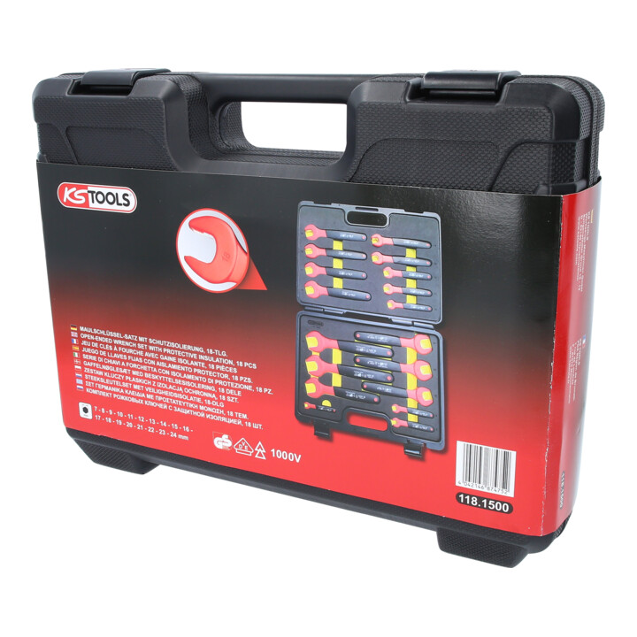 Jeu de clés à fourche avec gaine isolante KS Tools, 18 pcs