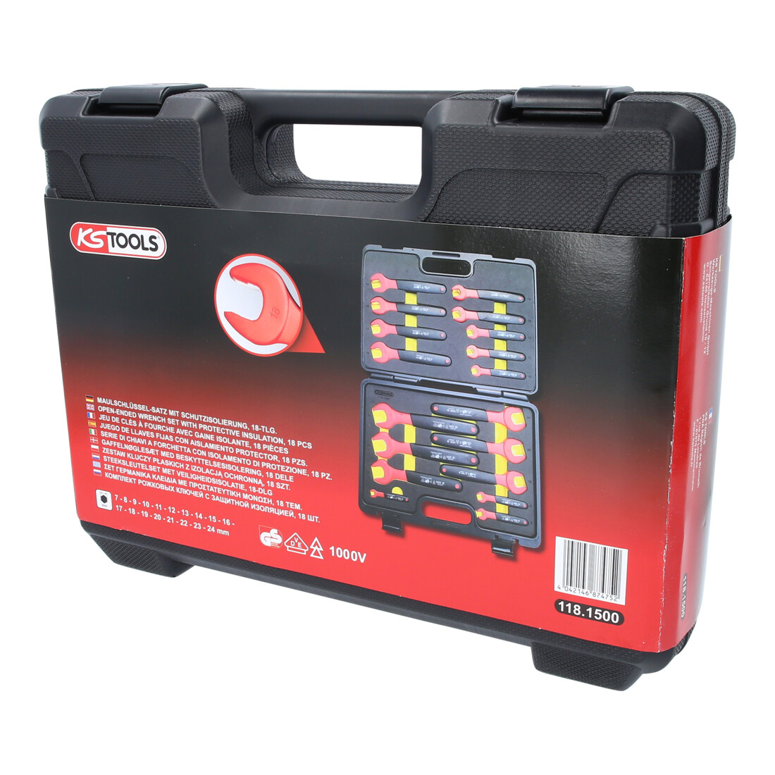 Jeu de clés à fourche avec gaine isolante KS Tools, 18 pcs
