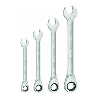 Jeu de clés à fourche Gedore 4 pcs. acier CV chromé mat avec mousqueton
