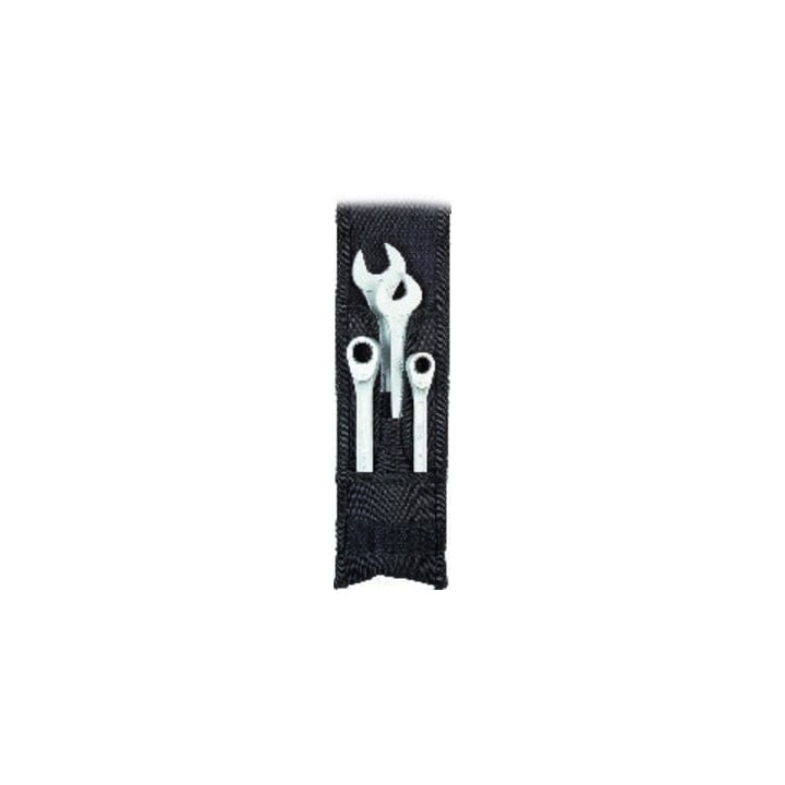 Jeu de clés à fourche Gedore 4 pcs. acier CV chromé mat avec mousqueton