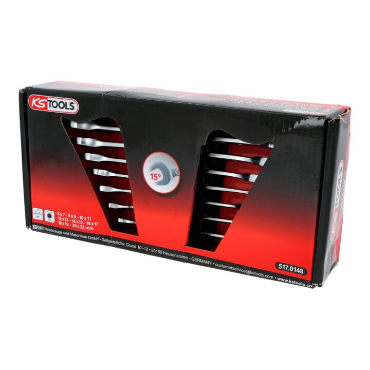 Jeu de clés à fourche KS Tools 8 pcs., 6x7-20x22mm