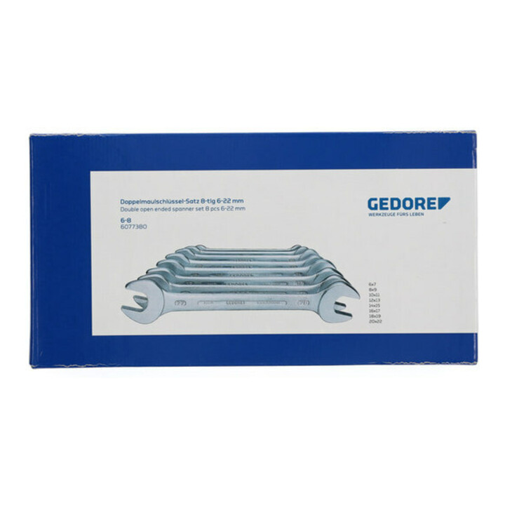 Jeu de clés à fourches 6-8 8 pces ouv.6-22 mm CV-acier chromé GEDORE