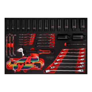 Jeu de clés à molette et de douilles à chocs dans insert en mousse, 55 pcs KS Tools