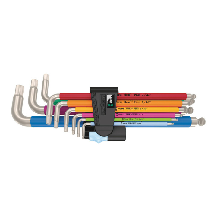 Jeu de clés à molette Wera 3950/9 Hex-Plus Multicolore Imperial Stainless 1, 9 pièces, pouces, acier inoxydable