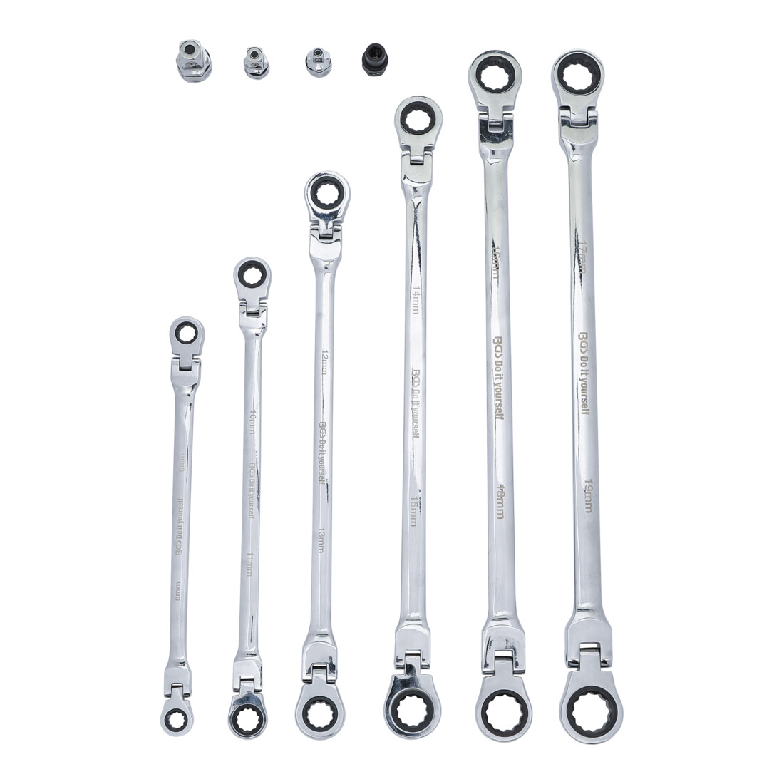 Jeu de clés à oeil à cliquet 8 - 19 mm 10 pièces BGS