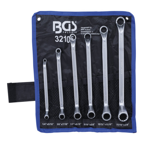 Jeu de clés à œil doubles contre-coudées en pouce 1/4" - 3/4" 6 pièces BGS