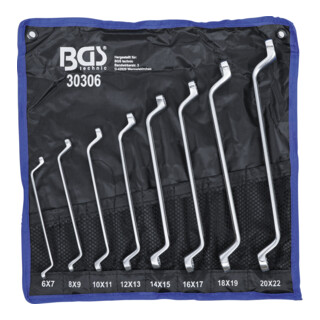 Jeu de clés à œil doubles coudées 6 x 7 - 20 x 22 mm 8 pièces BGS