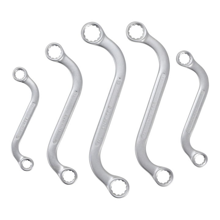 Jeu de clés à œil doubles en S 10 x 11 - 18 x 19 mm 5 pièces Kraftmann