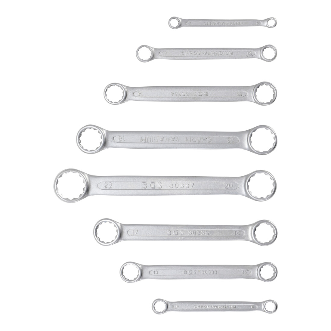 Jeu de clés à œil doubles extra plates 6-22 mm 8 pièces BGS