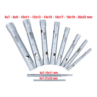 Jeu de clés à tube, 10 pcs., 6x7-20x22mm