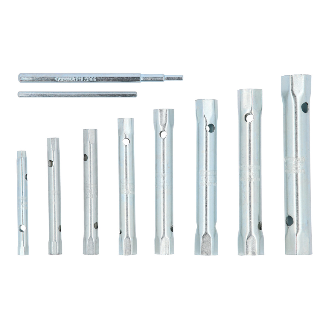 Jeu de clés à tube, 10 pcs., 6x7-20x22mm