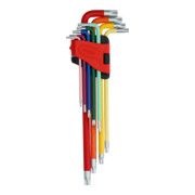 Jeu de clés Allen Torx de KS Tools avec code couleur, extra longues, 9 pièces.