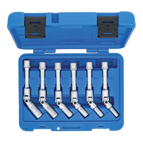 Jeu de clés articulées pour bougies de préchauffe universelles, hexagonales 10 mm (3/8") 8 - 16 mm 6 pièces BGS