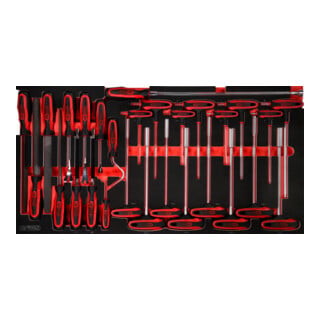 Jeu de clés mâles coudées à poignée en T et de limes dans insert en mousse, 28 pcs KS Tools