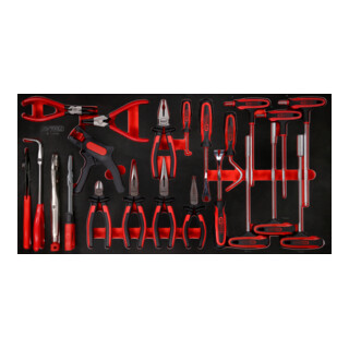 Jeu de clés mâles coudées à poignée en T et de pinces dans insert en mousse, 24 pcs KS Tools