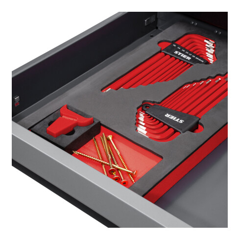 Jeu de clés mâles coudées STIER 6 pans / TX, 16 pièces, dans un plateau en mousse tendre (EVA)
