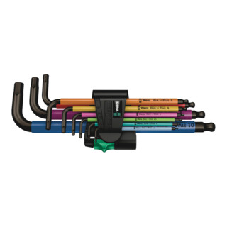 Jeu de clés mâles coudées Wera 6 pans, surface BlackLaser