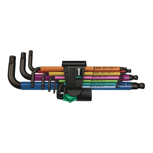 Jeu de clés mâles coudées Wera 6 pans, surface BlackLaser