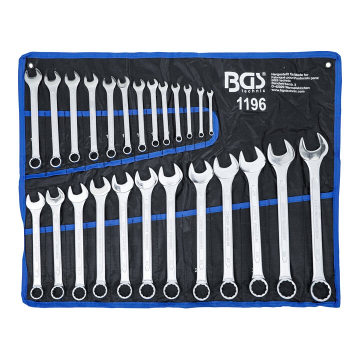 Set BGS Jeu de clés à anneau, 6-32 mm, DIN 3113A, 25 pièces + STIER Marteau de serrurier Robust+ 500 g avec protection de manche DIN 1041