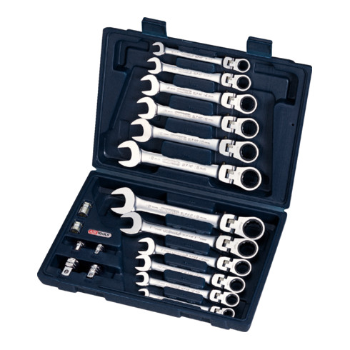 KS Tools Jeu de clés mixtes à cliquet à tête inclinable à verrouillage GEARplus, 18 pcs.