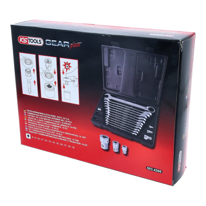 Jeu de clés mixtes à cliquet KS Tools GEARplus, 16 pcs.