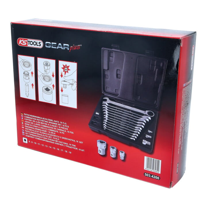 Jeu de clés mixtes à cliquet KS Tools GEARplus, 16 pcs.