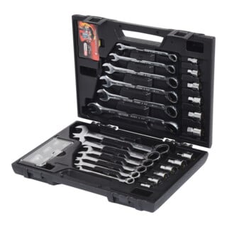 Jeu de clés mixtes à cliquet KS Tools GEARplus RINGSTOP 30 pièces avec adaptateurs