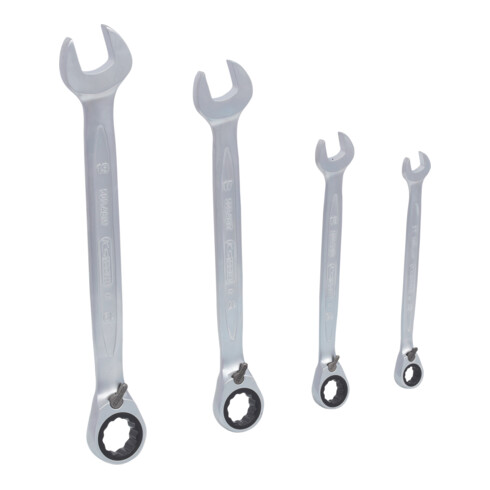 Jeu de clés mixtes à cliquet réversible GEARplus, 4 pcs.