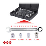 Jeu de clés mixtes à cliquet réversible KS Tools GEARplus 16 pièces-2