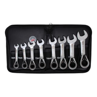 Jeu de clés mixtes à cliquet réversibles 8 - 19 mm 8 pièces Kraftmann