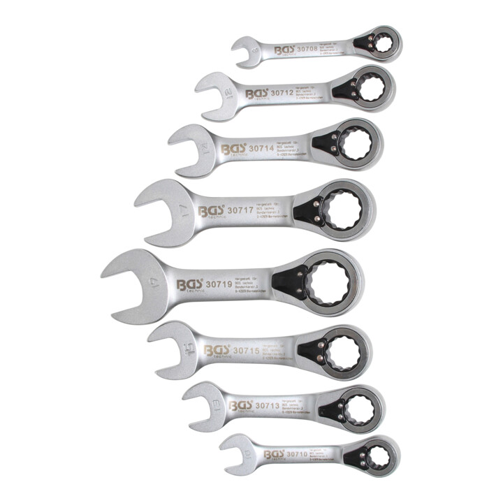 Jeu de clés mixtes à cliquet réversibles 8 - 19 mm 8 pièces Kraftmann