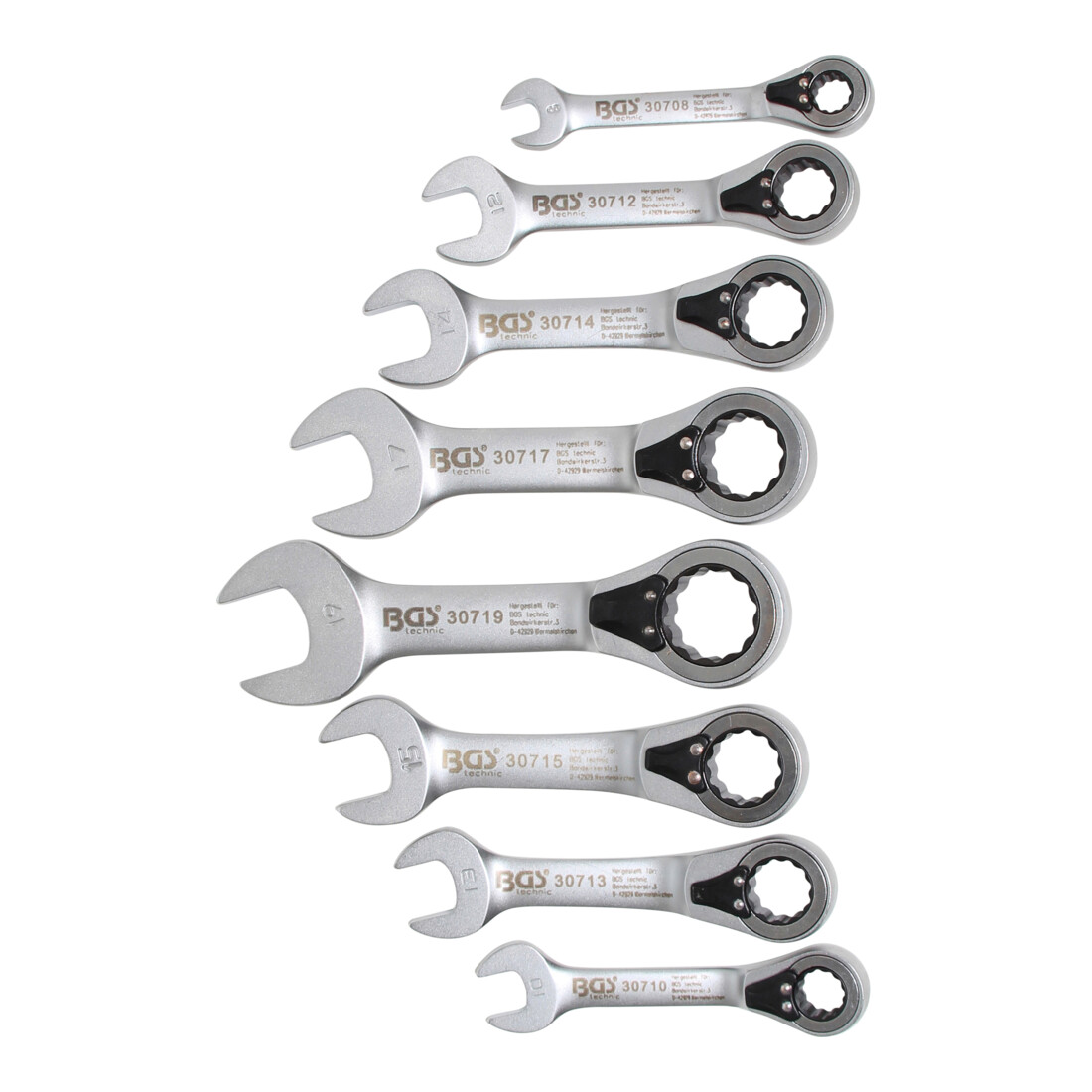 Jeu de clés mixtes à cliquet réversibles 8 - 19 mm 8 pièces Kraftmann