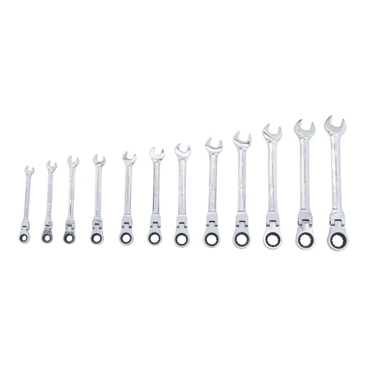 Jeu de clés mixtes à cliquet têtes flexibles 8 - 19 mm 12 pièces BGS Do it yourself