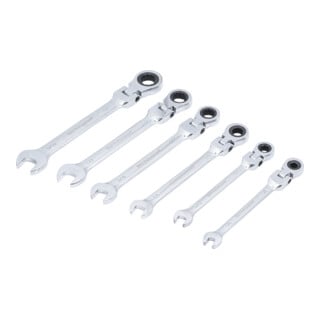 Jeu de clés mixtes à cliquet | têtes flexibles | pouces | 1/4" - 9/16" | 6 pièces BGS Do it yourself