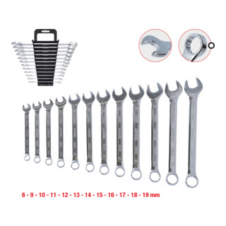 Jeu de clés mixtes coudées, 12 pcs. 8-19mm