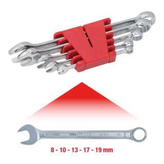 Jeu de clés mixtes coudées, 5 pcs. 8-19mm