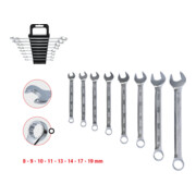 Jeu de clés mixtes coudées, 8 pcs. 8-19mm