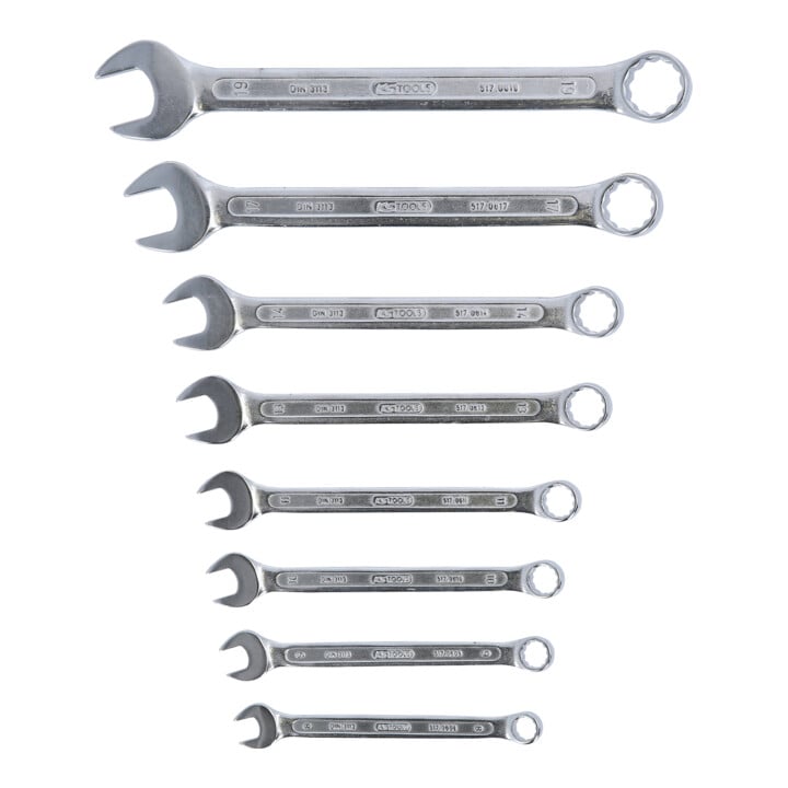 Jeu de clés mixtes coudées, 8 pcs. 8-19mm