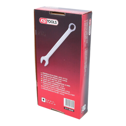 Jeu de clés mixtes coudées, 8 pcs. 8-19mm