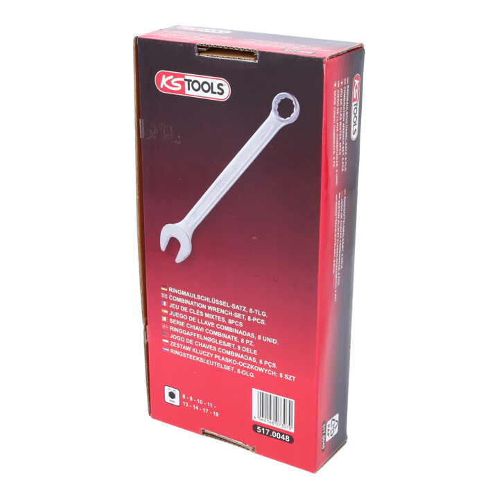 Jeu de clés mixtes coudées, 8 pcs. 8-19mm
