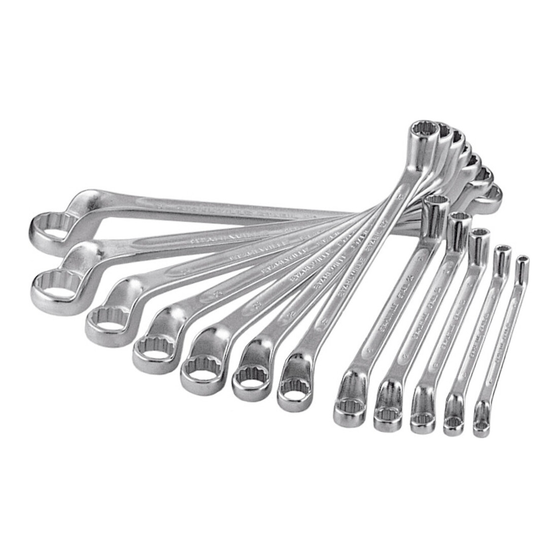 Jeu de clés polygonales doubles Stahlwille, fortement contre-coudées, 10 pièces