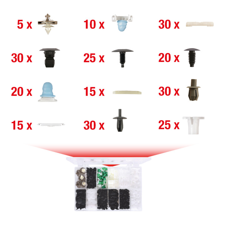 Jeu de clips de fixation - Volkswagen, 255 pcs
